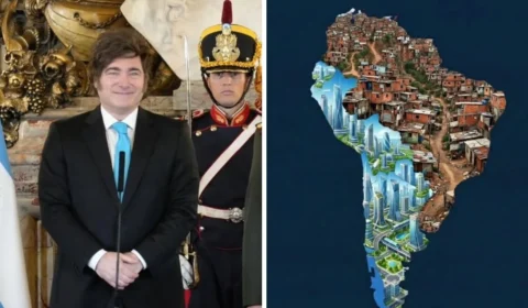 Milei causa polêmica ao retratar Brasil como favela e Argentina como futurista