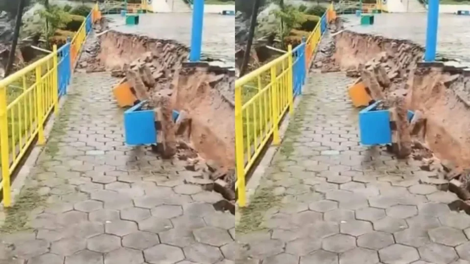 VÍDEO: desmoronamento destrói parte da orla de Itacoatiara, no Amazonas