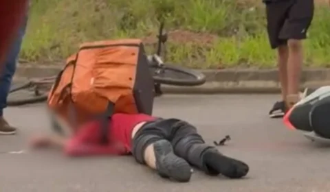 Motociclista perde controle em rotatória, cai e é socorrido pelos bombeiros em Vilhena