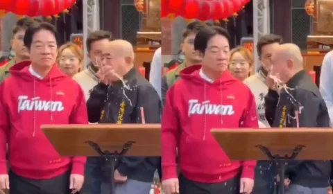 VÍDEO: Presidente de Taiwan é atingido por vômito durante evento oficial