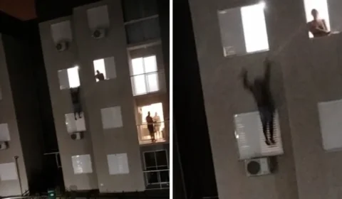 VÍDEO: sem dinheiro para pagar ‘programa’, homem se joga da janela do 3º andar