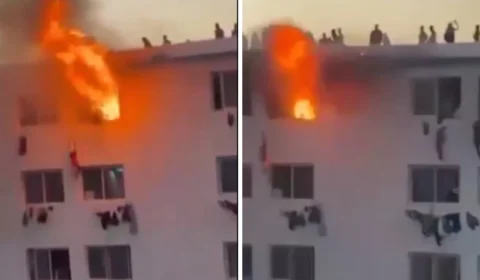 VÍDEO: Incêndio em universidade deixa estudante morto e jovens pendurados nas janelas