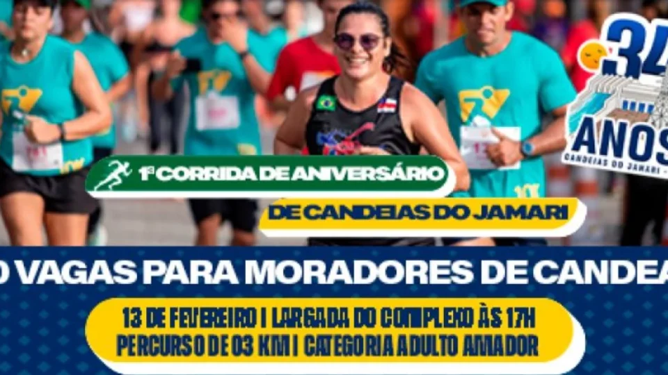 Candeias do Jamari promove corrida comemorativa pelos 34 anos de emancipação