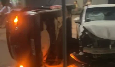 Motorista avança preferencial e provoca grave acidente com capotamento em Porto Velho