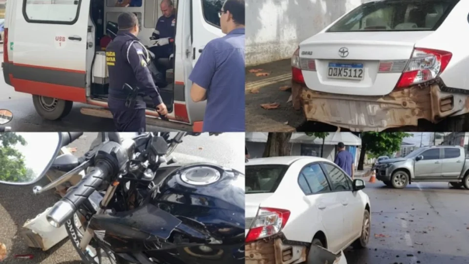 Mulher fica gravemente ferida após batida envolvendo três veículos em Porto Velho