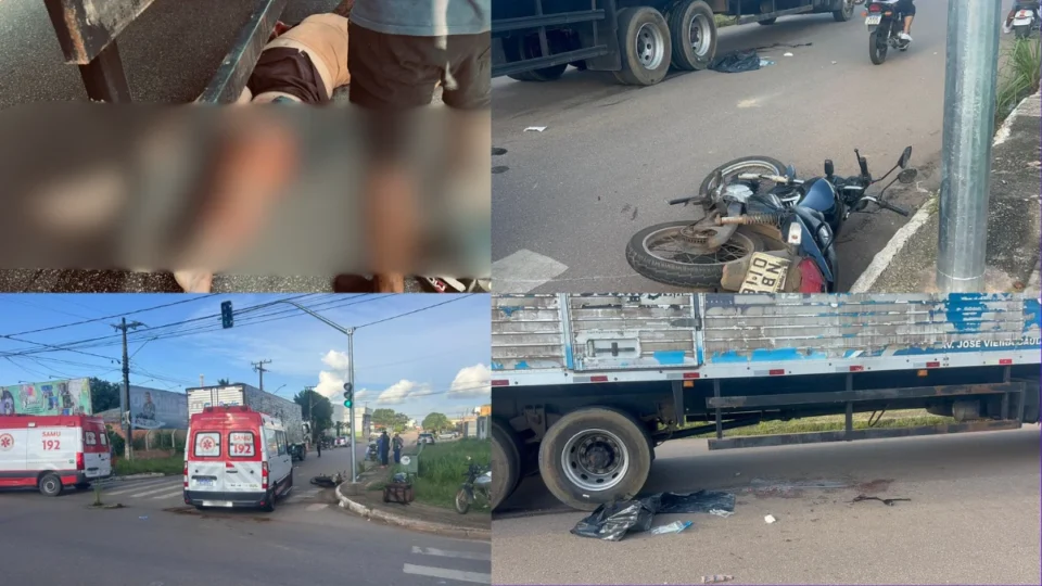 Motociclista sofre ferimento grave após colisão com caminhão na zona Leste de Porto Velho