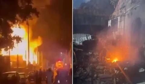 Incêndio de grandes proporções destrói prédio e deixa 24 pessoas desabrigadas em SC