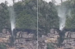 Vídeo mostra “cachoeira invertida” em parque nacional no Ceará e impressiona visitantes