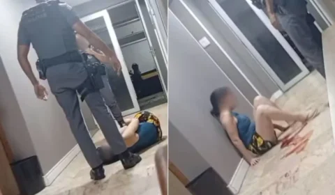 PM é flagrado agredindo mulher em prédio no litoral de SP; caso é investigado