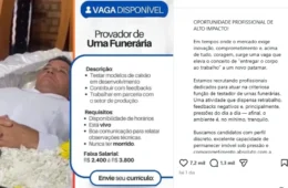 Página posta vaga inusitada e vira meme: “Provador de Urna Funerária”