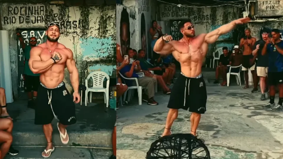 Ramon Dino viraliza em favela do Rio de Janeiro com vídeo nas lajes da Rocinha; VEJA