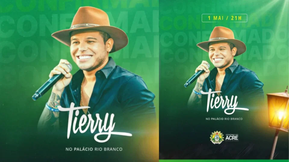 Festa do Trabalhador no Acre terá Tierry como atração principal em Rio Branco