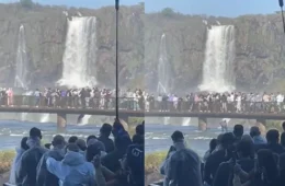 Turista se pendura em passarela e pula nas águas das Cataratas do Iguaçu; vídeo gera revolta nas redes