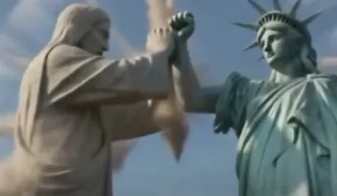 Irã usa IA para criar vídeo de “luta” entre Cristo Redentor e Estátua da Liberdade após ameaça de Trump ao Brasil