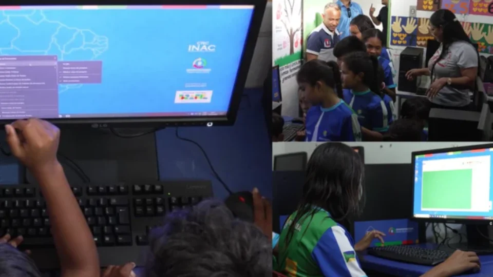 Crianças de escolas públicas remotas do Amapá usam computador pela primeira vez