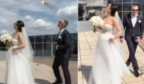 Casamento vira cenário de guerra após drone russo ser abatido e explodir sobre festa na Ucrânia