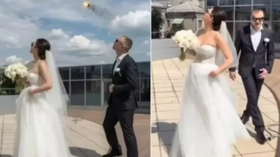 Casamento vira cenário de guerra após drone russo ser abatido e explodir sobre festa na Ucrânia