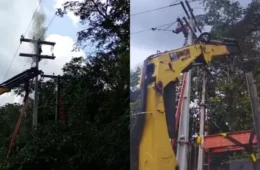 Tragédia no Norte: Eletricista sofre descarga elétrica brutal em cima de poste no Interior do Amazonas; VIDEO