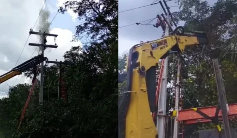 Tragédia no Norte: Eletricista sofre descarga elétrica brutal em cima de poste no Interior do Amazonas; VIDEO