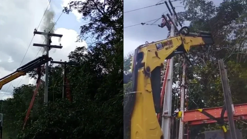 Tragédia no Norte: Eletricista sofre descarga elétrica brutal em cima de poste no Interior do Amazonas; VIDEO