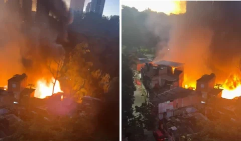 Incêndio de grandes proporções atinge Paraisópolis e mobiliza força-tarefa na zona sul de São Paulo