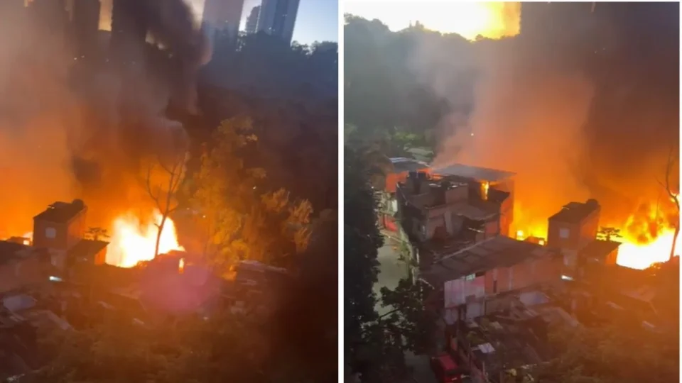 Incêndio de grandes proporções atinge Paraisópolis e mobiliza força-tarefa na zona sul de São Paulo