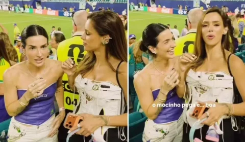 Bruna Biancardi faz pergunta inusitada à mulher de Lucas Paquetá durante jogo e diverte a web