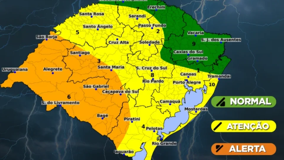 Defesa Civil do RS amplia alerta para temporais severos até sábado