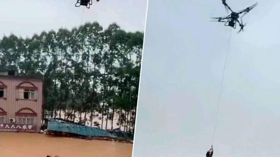 Drone de entrega da DJI é usado em resgate inédito na China