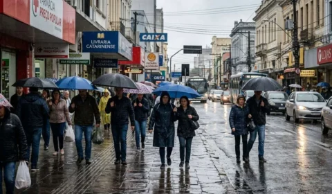 Chuva intensa e frio mudam rotina em Florianópolis