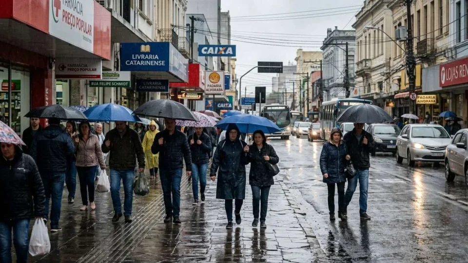 Chuva intensa e frio mudam rotina em Florianópolis