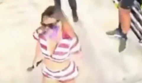 Alinne Rosa é atingida no rosto por copo durante show e segue apresentação