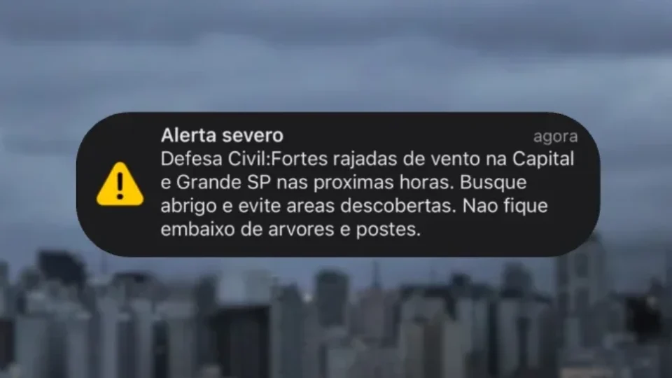 ALERTA AGORA: Defesa Civil emite aviso severo para ventania em São Paulo; rajadas podem chegar a 90 km/h