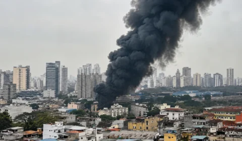 Incêndio de grandes proporções atinge ferro-velho na Freguesia do Ó e assusta moradores na Zona Norte de SP