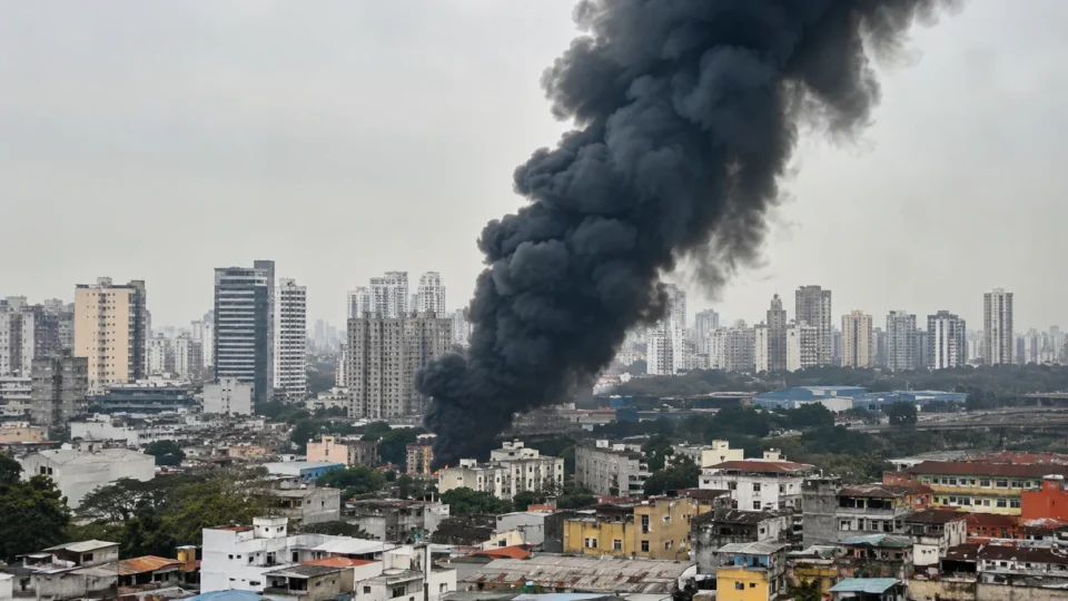 Incêndio de grandes proporções atinge ferro-velho na Freguesia do Ó e assusta moradores na Zona Norte de SP
