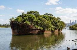 Navio SS Ayrfield vira floresta flutuante em Sydney