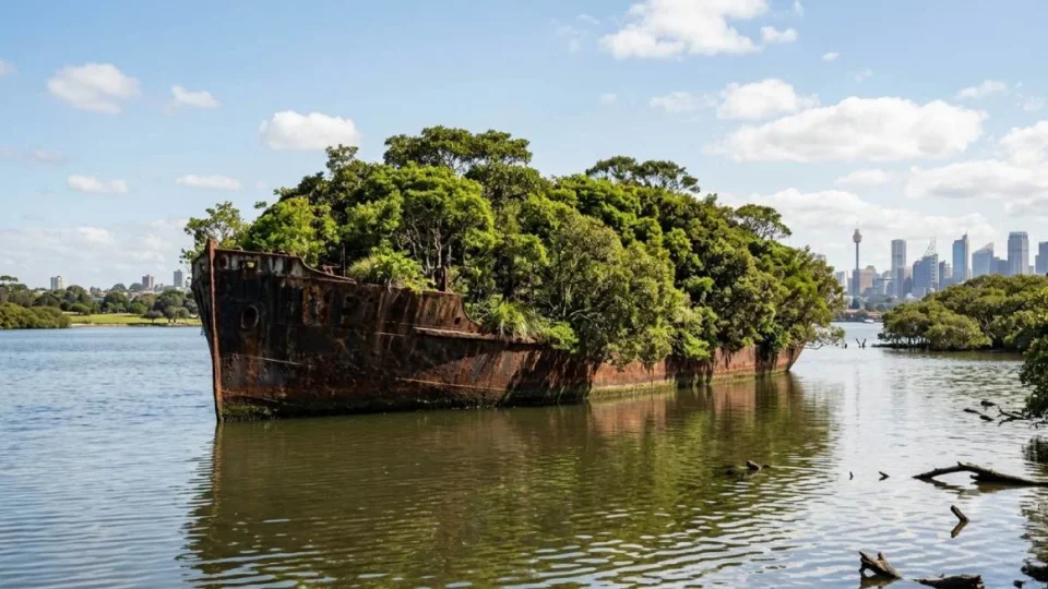 Navio SS Ayrfield vira floresta flutuante em Sydney