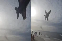Caça dos EUA faz voo rasante sobre praia e deixa banhistas em pânico na Flórida