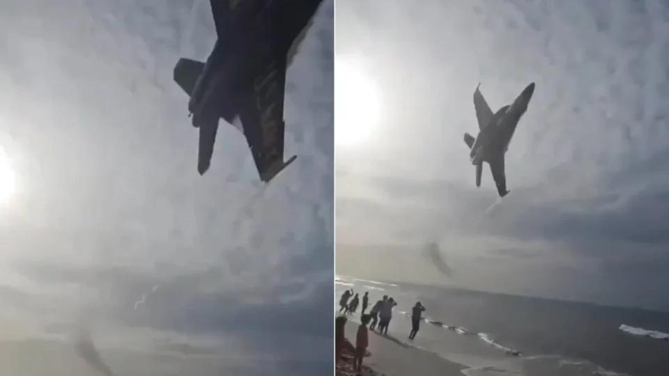 Caça dos EUA faz voo rasante sobre praia e deixa banhistas em pânico na Flórida
