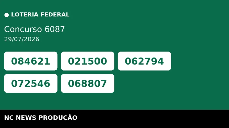 Resultado da Loteria Federal 6087 de 29/07: confira os números
