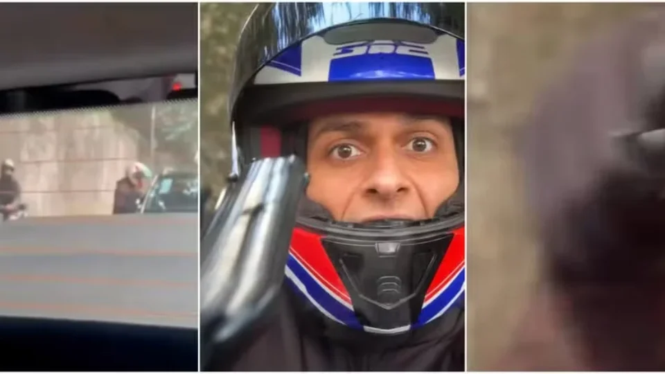 Vídeo registra assalto em SP e mostra ladrão apontando arma para carro blindado após buzina de motorista
