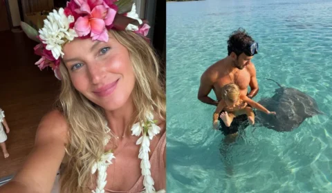 Gisele Bündchen compartilha registros raros com a família