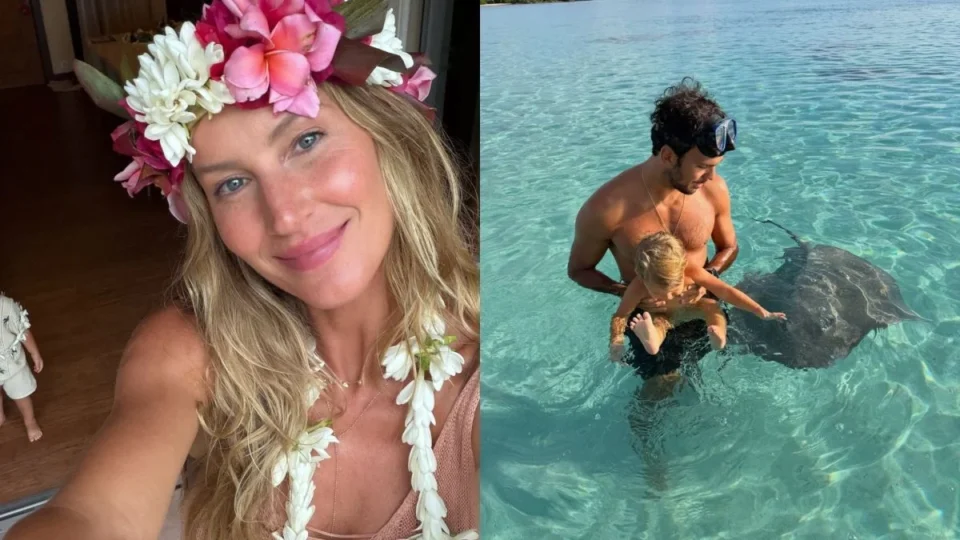 Gisele Bündchen compartilha registros raros com a família