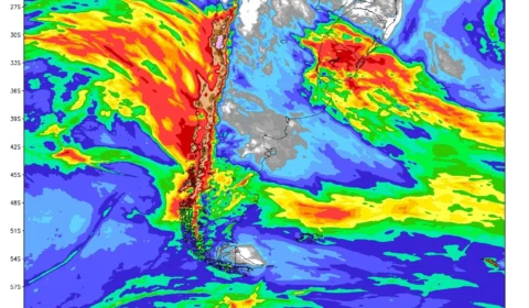 Rio atmosférico gigante avança sobre a América do Sul e coloca Chile em alerta para chuva extrema, ventos e neve