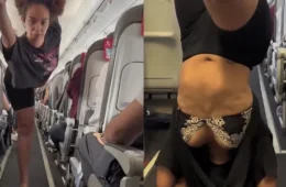 Influencer divide redes ao fazer yoga em corredor de avião