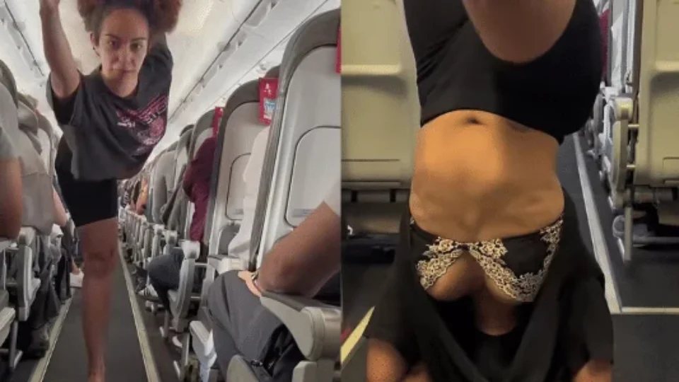 Influencer divide redes ao fazer yoga em corredor de avião