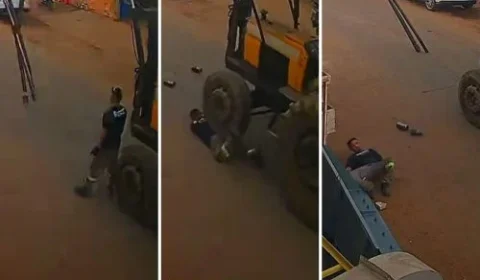 Vídeo flagra momento em que trabalhador é atropelado por trator conduzido por colega em MT