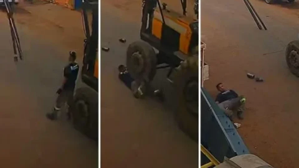 Vídeo flagra momento em que trabalhador é atropelado por trator conduzido por colega em MT