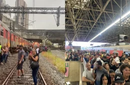Falha de energia provoca caos nos trens de SP, deixa vagão em chamas e força passageiros a andar nos trilhos