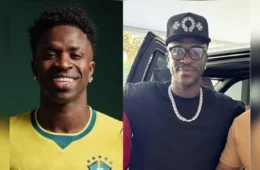 Vini Jr. surge de barba e com rosto diferente em Goiânia; especulações sobre harmonização ganham força